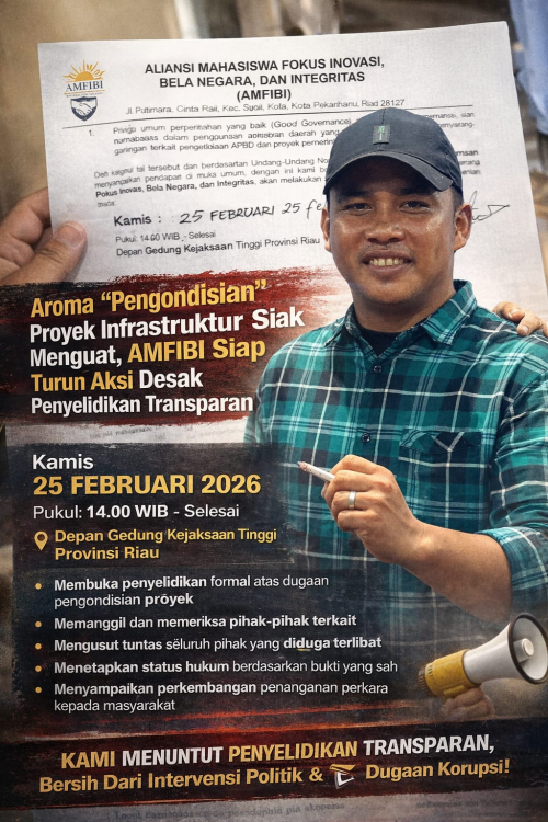 Aroma Pengondisian Proyek Infrastruktur Siak Menguat, AMFIBI Siap Turun Aksi Desak Penyelidikan Transparan