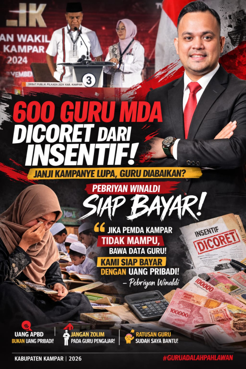 Kalau Pemda Tak Mampu, Kami Bayar! Pebriyan Winaldi Siap Tanggung Insentif 600 Guru MDA Kampar