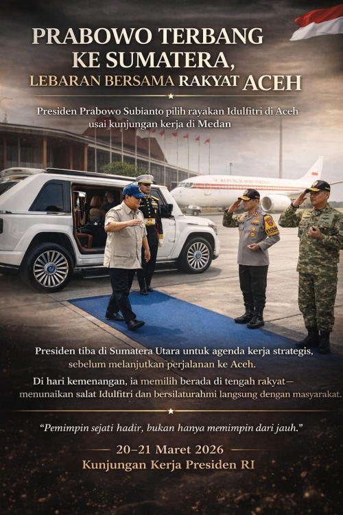 Prabowo Terbang ke Sumut, Pilih Lebaran di Aceh Bersama Rakyat