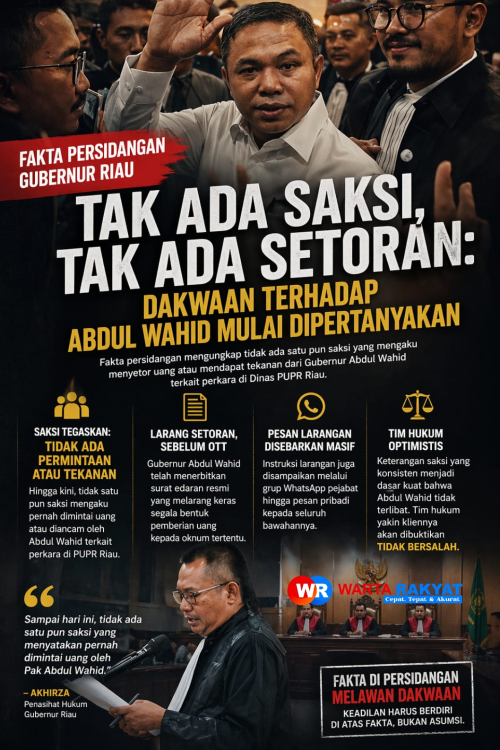 Tak Ada Saksi Akui Setoran, Dakwaan terhadap Gubernur Riau Abdul Wahid Dipertanyakan di Persidangan
