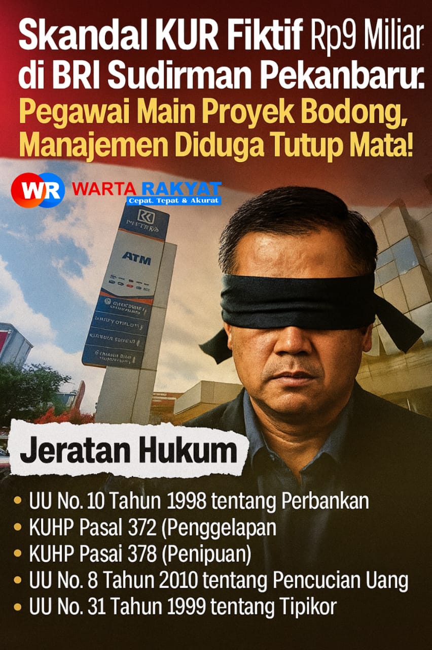 Skandal KUR Fiktif Rp9 Miliar di BRI Sudirman Pekanbaru: Pegawai Main Proyek Bodong, Manajemen Diduga Tutup Mata!