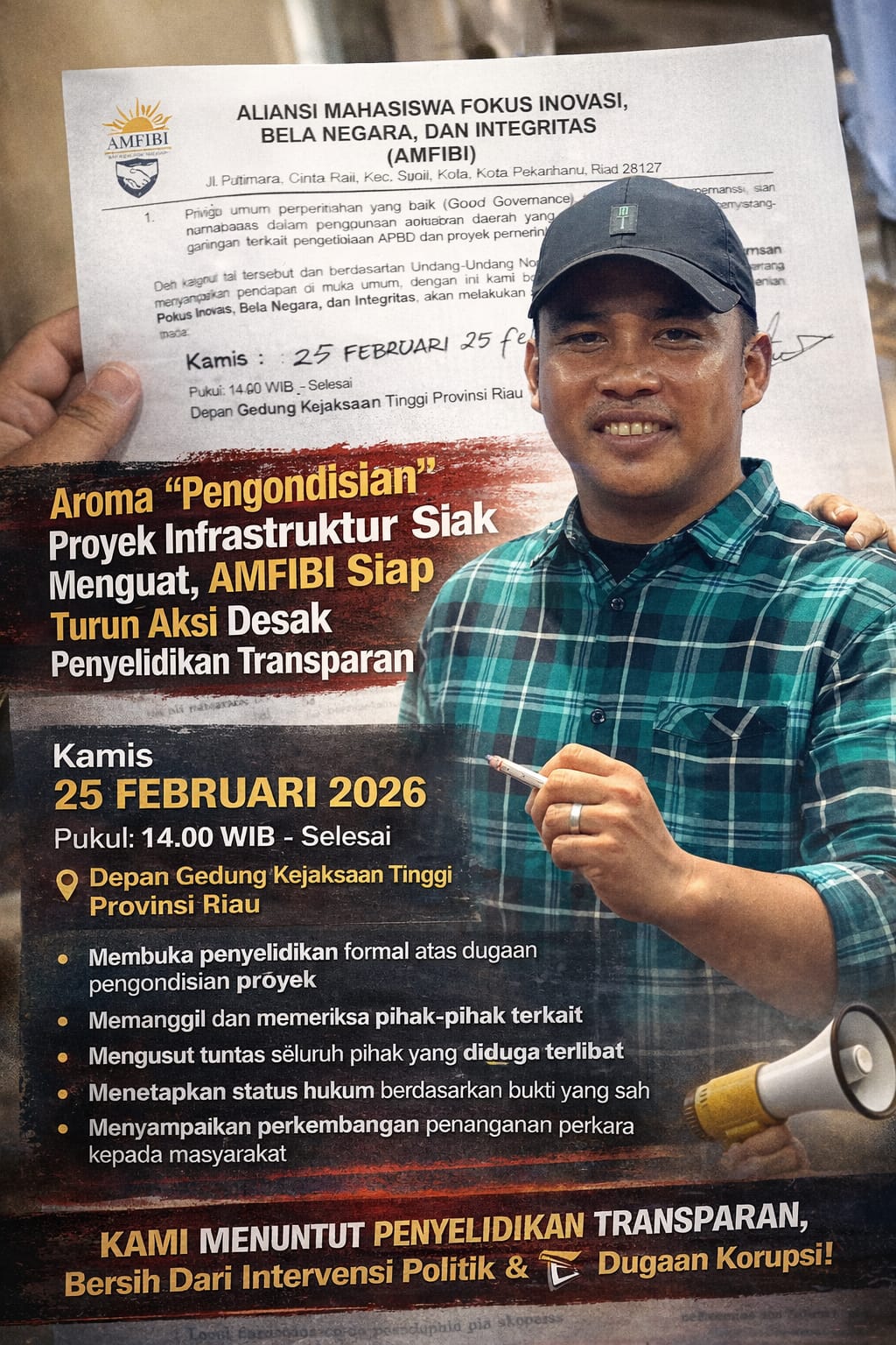 Aroma Pengondisian Proyek Infrastruktur Siak Menguat, AMFIBI Siap Turun Aksi Desak Penyelidikan Transparan