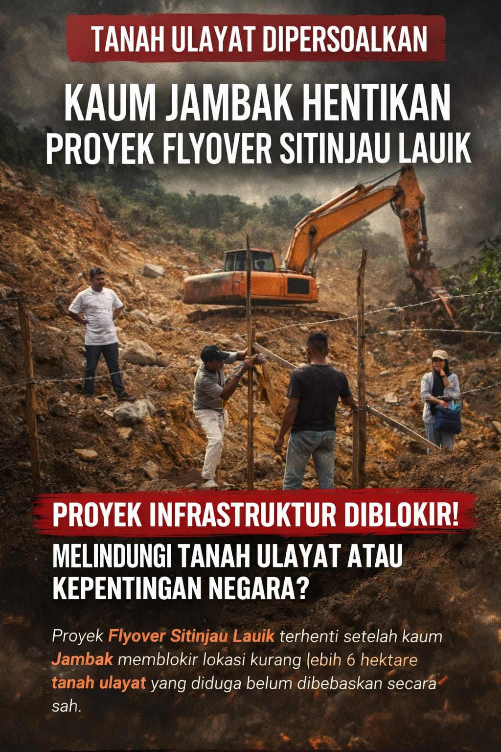 Tanah Ulayat Dipersoalkan, Kaum Jambak Hentikan Proyek Flyover Sitinjau Lauik