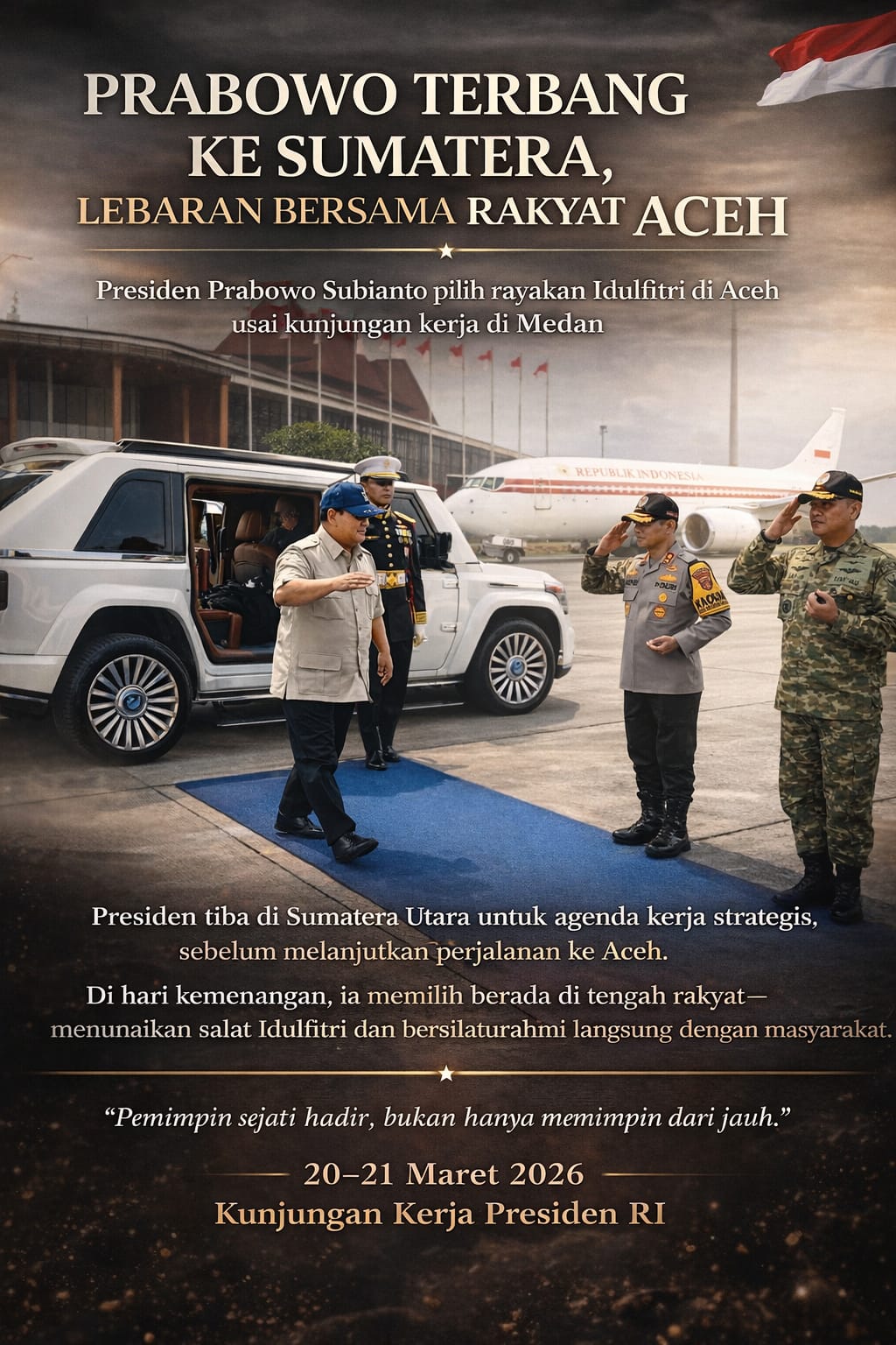 Prabowo Terbang ke Sumut, Pilih Lebaran di Aceh Bersama Rakyat