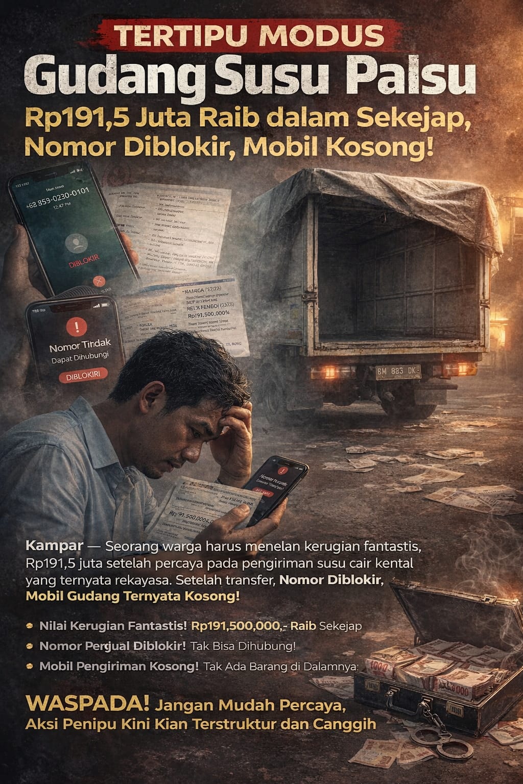 Tertipu Modus Gudang Susu Palsu: Rp191,5 Juta Raib dalam Sekejap, Nomor Diblokir, Mobil Kosong!