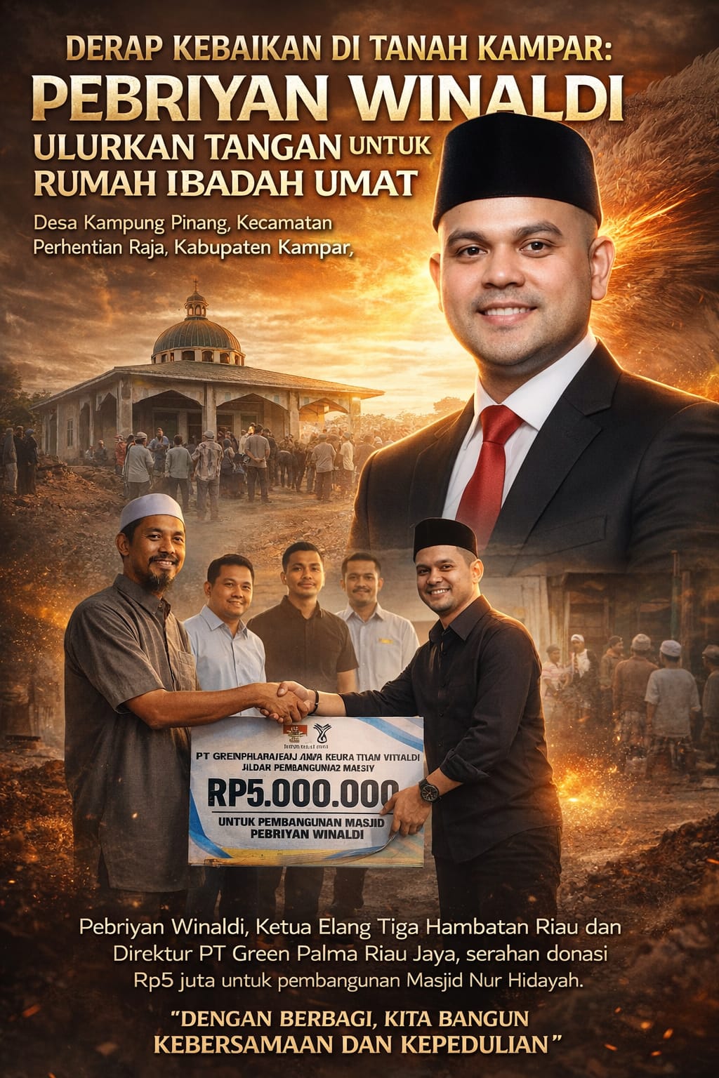 Derap Kebaikan di Tanah Kampar: Pebriyan Winaldi Ulurkan Tangan untuk Rumah Ibadah Umat