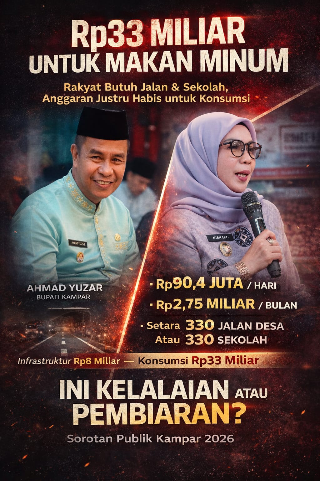 Rp33 Miliar Habis untuk Makan Minum, Kampar 