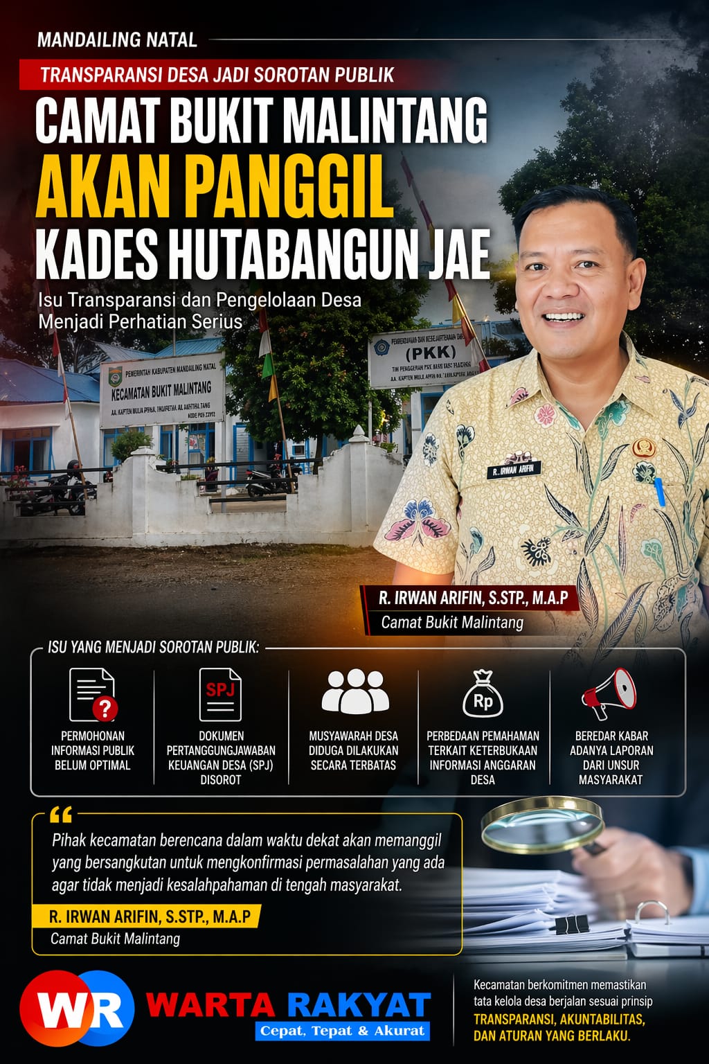 Camat Bukit Malintang Segera Panggil Kades Hutabangun Jae, Isu Transparansi Desa Disorot Publik