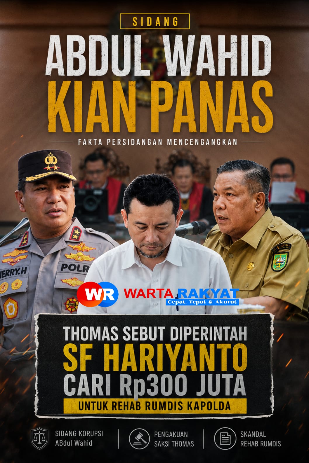 Sidang Abdul Wahid Makin Membara: Nama SF Hariyanto Berulang Kali Disebut, Perintah Cari Rp300 Juta Terungkap di Pengadilan