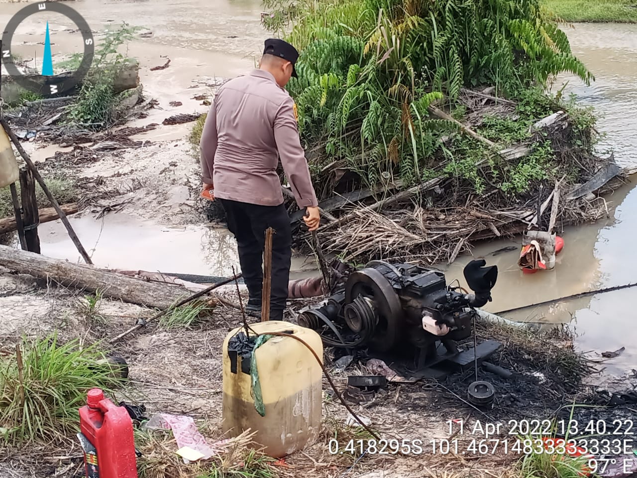 Kapolsek Singingi Lakukan Penertiban Aktivitas PETI di Dua Desa Kecamatan Singingi